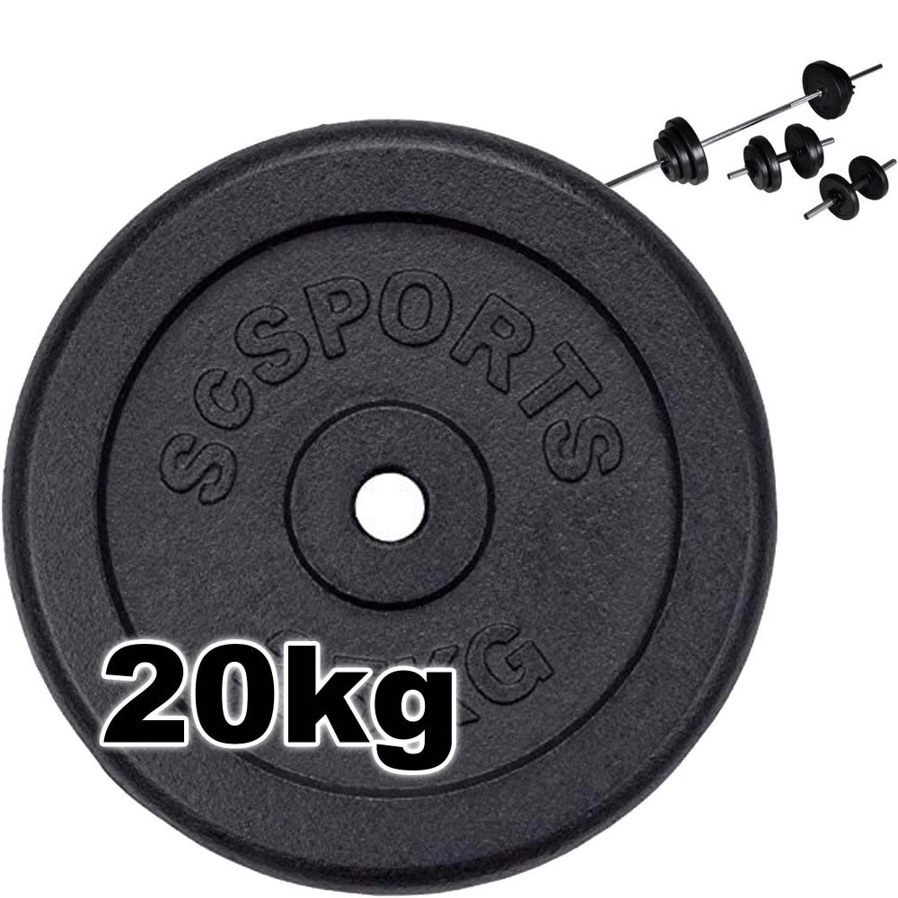 Trade Shop - Disco In Ghisa Nera Piastra Pesi Per Bilanciere Manubri Fitness Palestra Da 20kg -