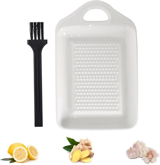 Raspatore ceramico per verdure e frutta - zenzero, aglio, cipolla - 1 pezzo - ceramica bianca