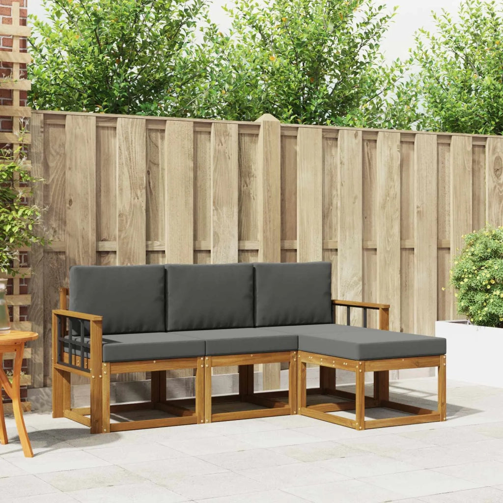Set di divani da esterno con cuscino 4 pcs Naturale e Antracite