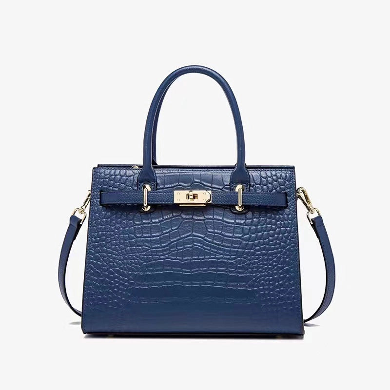 Borse e borsette in vera pelle da donna, borse a tracolla blu