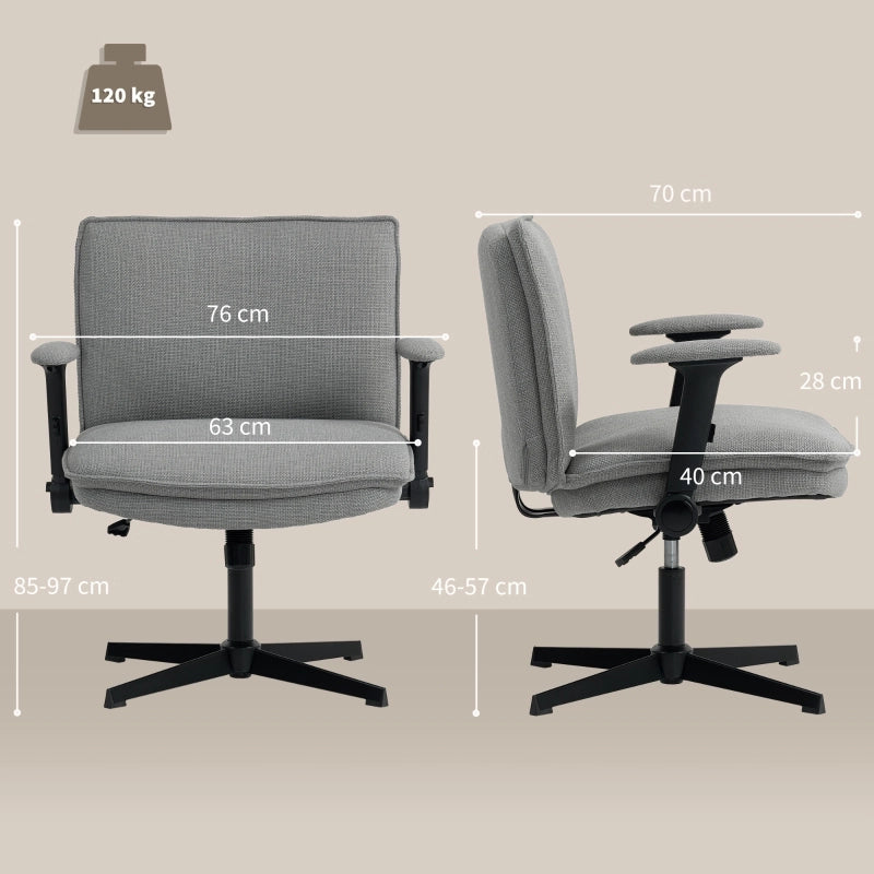 Sedia da ufficio girevole con braccioli ribaltabili, altezza regolabile, funzione oscillante e base in acciaio, grigio