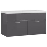 Mobile Bagno con Lavabo | Armadio Lavabo Integrato Grigio Lucido in Truciolato