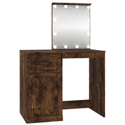 Toeletta | Tavolo da Trucco con LED Rovere Fumo 90x50x132,5cm Legno Multistrato