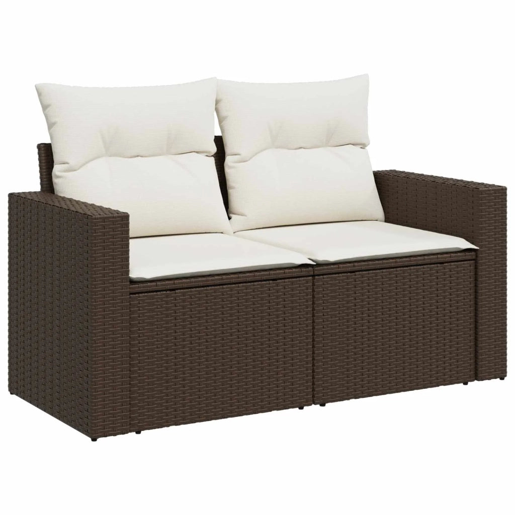 Set di divani 8 pz Marrone e Bianco Crema 3448326