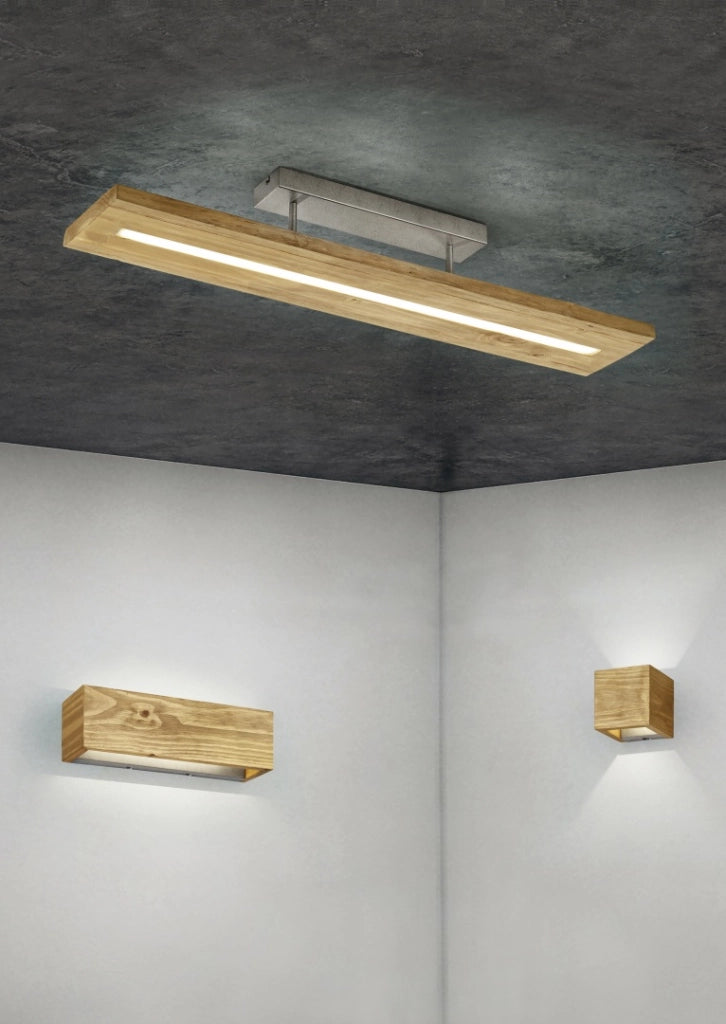 Applique LED rettangolare bi-emissione, legno, L 37 cm, Brad