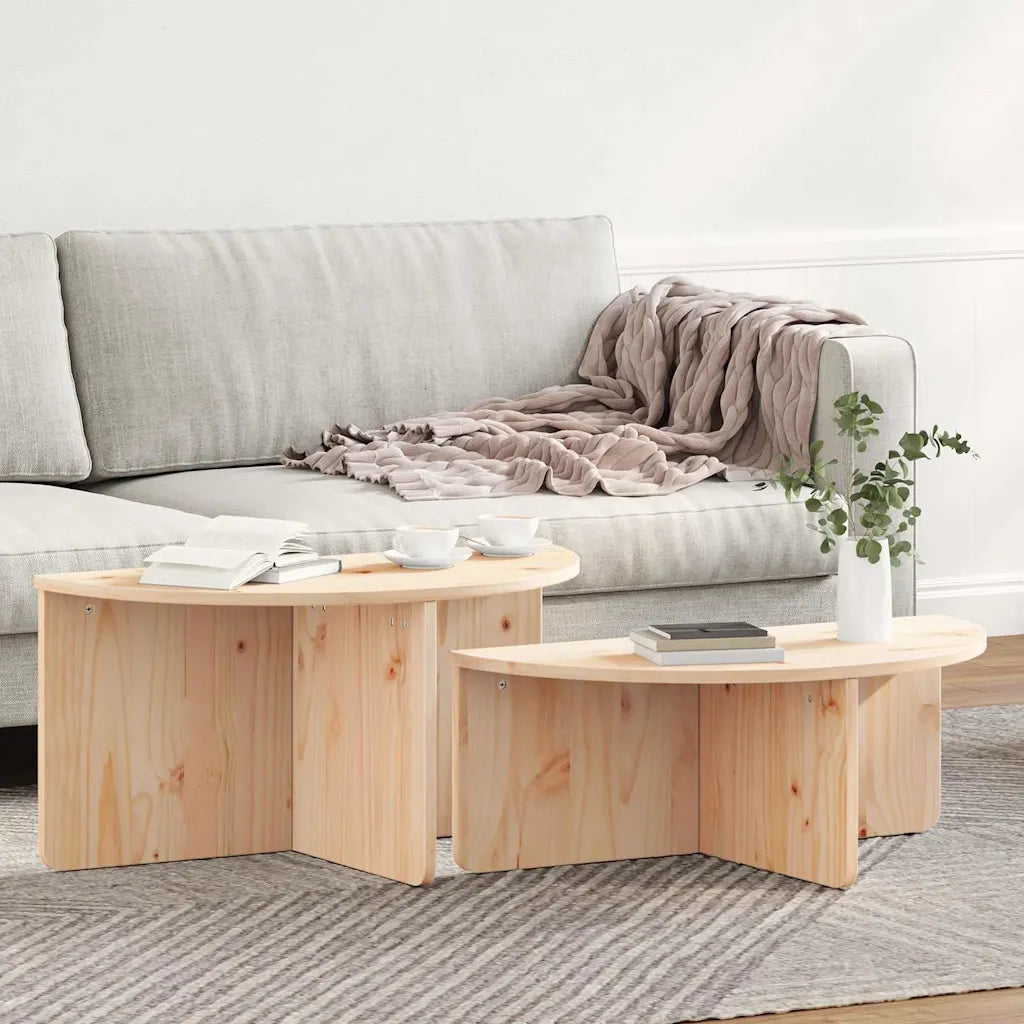 Tavolino da salotto 2 pcs Naturale Legno di pino massello 873535