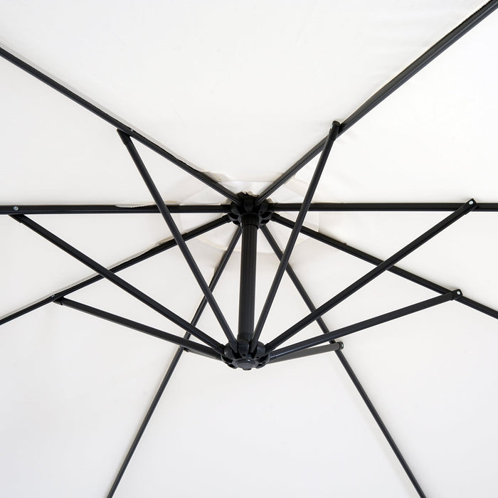Ombrellone da Giardino Decentrato in Acciaio Ø3m  Bianco