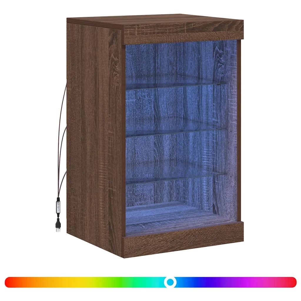 Credenza con Luci LED-Buffet-Armadio da cucina Rovere Marrone 41x37x67 cm 431016