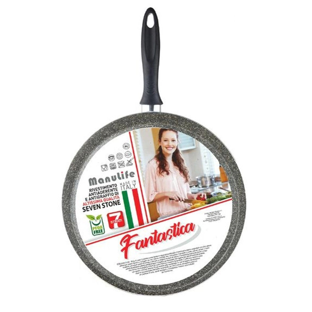Trade Shop - Piastra Tonda Liscia Padella Cucina Antiaderente Antigraffio A 7 Strati Da 34 Cm 045000m -
