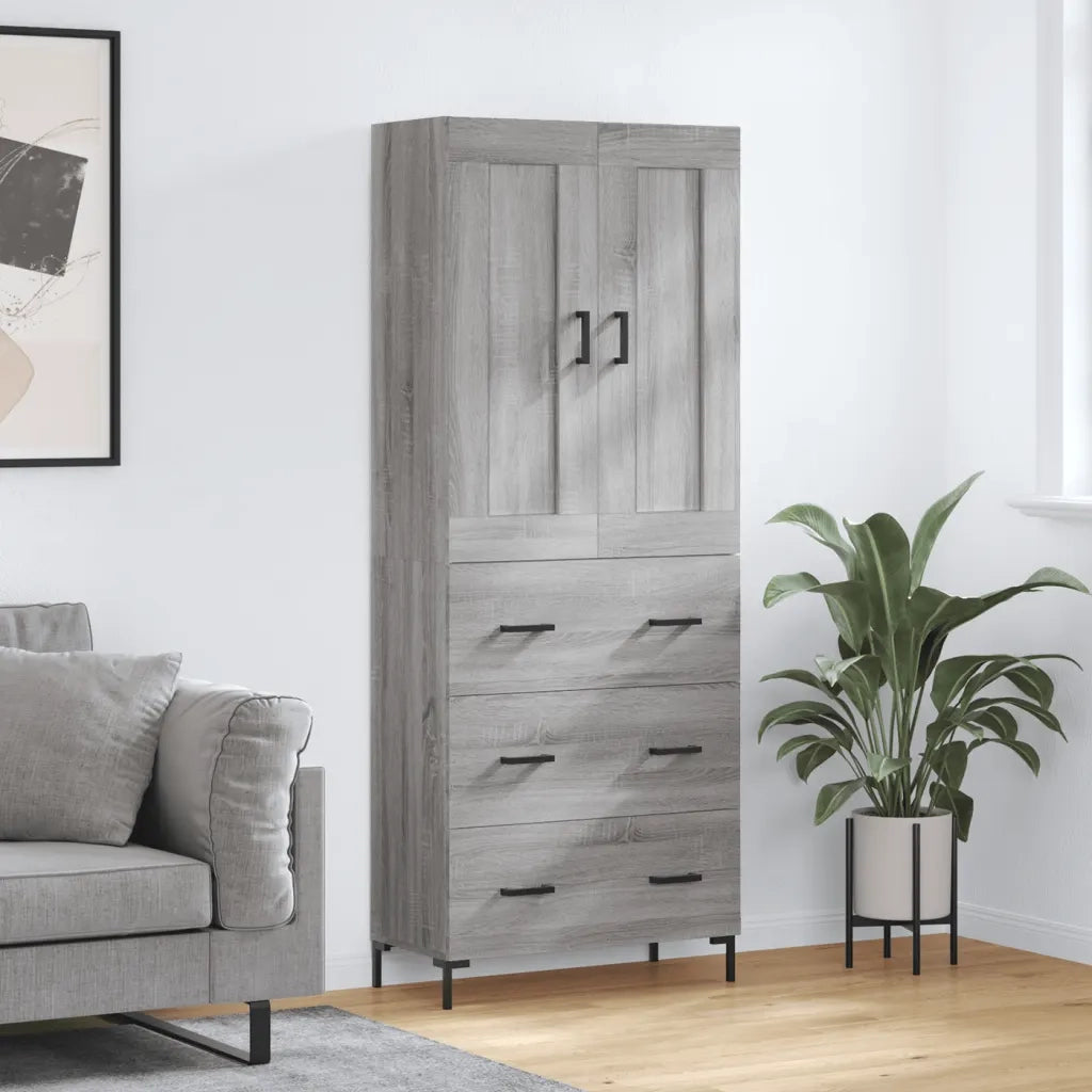 Credenza-Buffet-Armadio da cucina Grigio Sonoma 69,5x34x180 cm in Legno Multistrato 605172