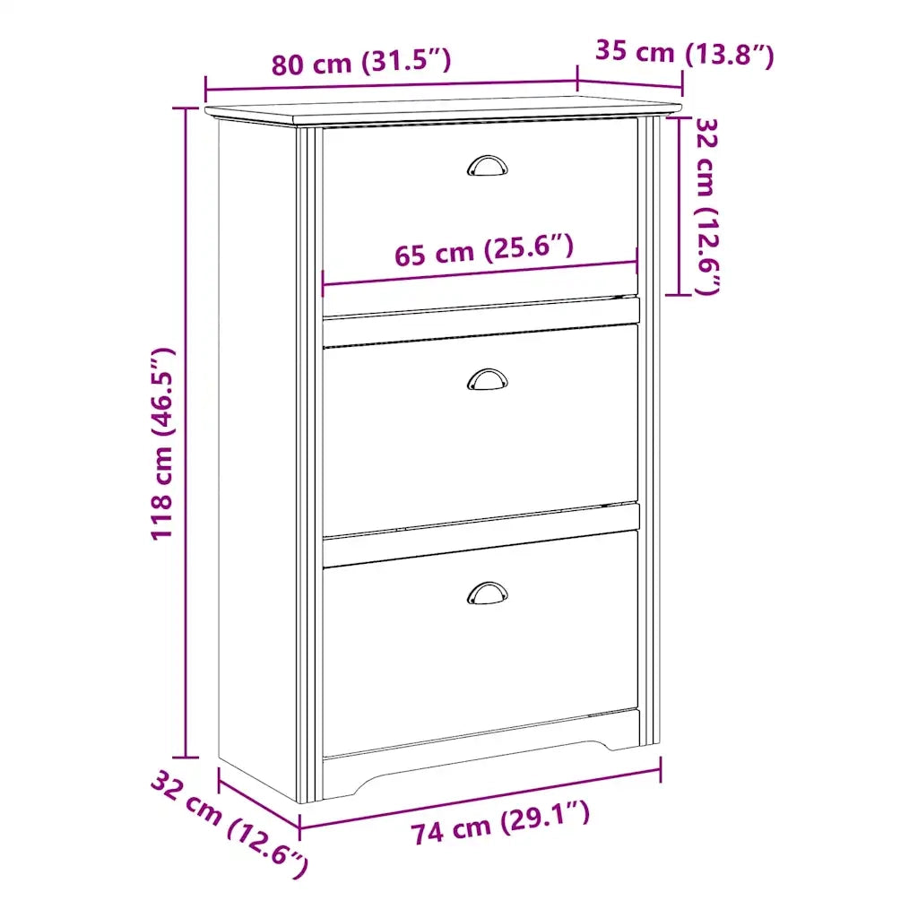 Scarpiera-Scaffale per scarpe BODO Bianca e Marrone 80x35x118 cm