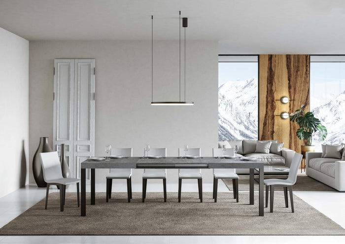 Tavolo Allungabile 120/380x90 cm Everyday Cemento Gambe Antracite