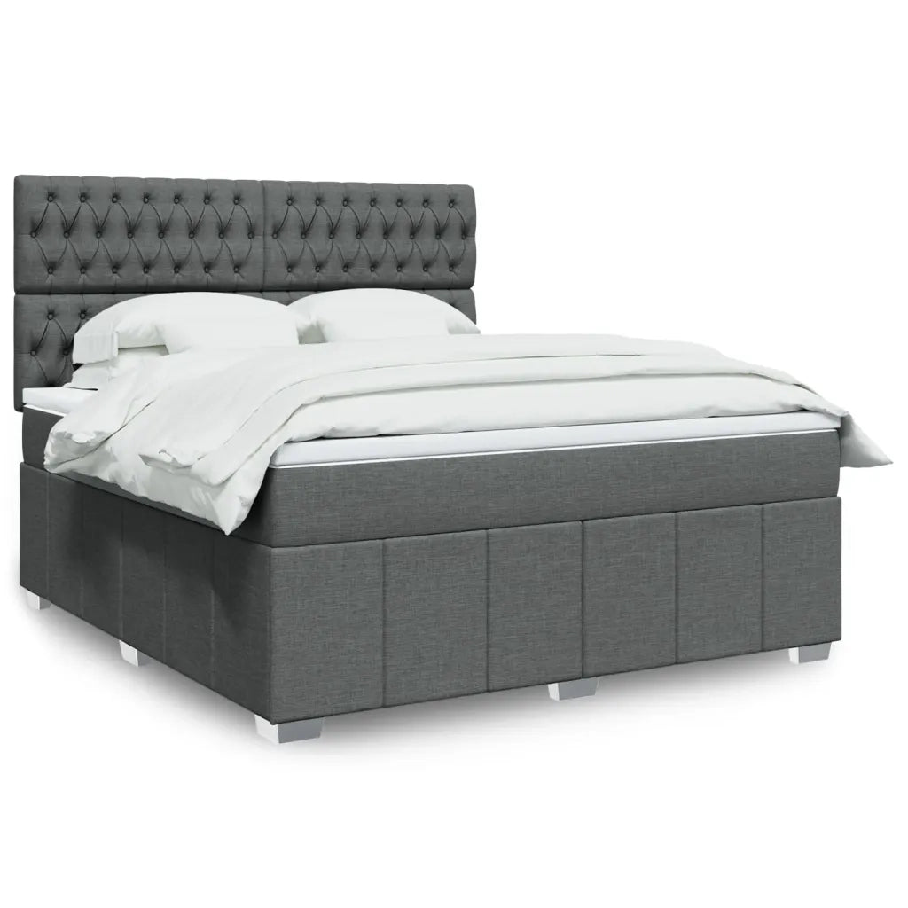 Giroletto a Molle con Materasso Grigio Scuro 180x200 cm Tessuto