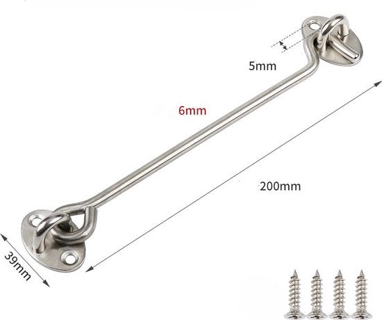 Set di 2 catene di serratura per porta di garage in acciaio inossidabile, 8 pollici, per porte di garage, finestre e porte di servizio, argento.