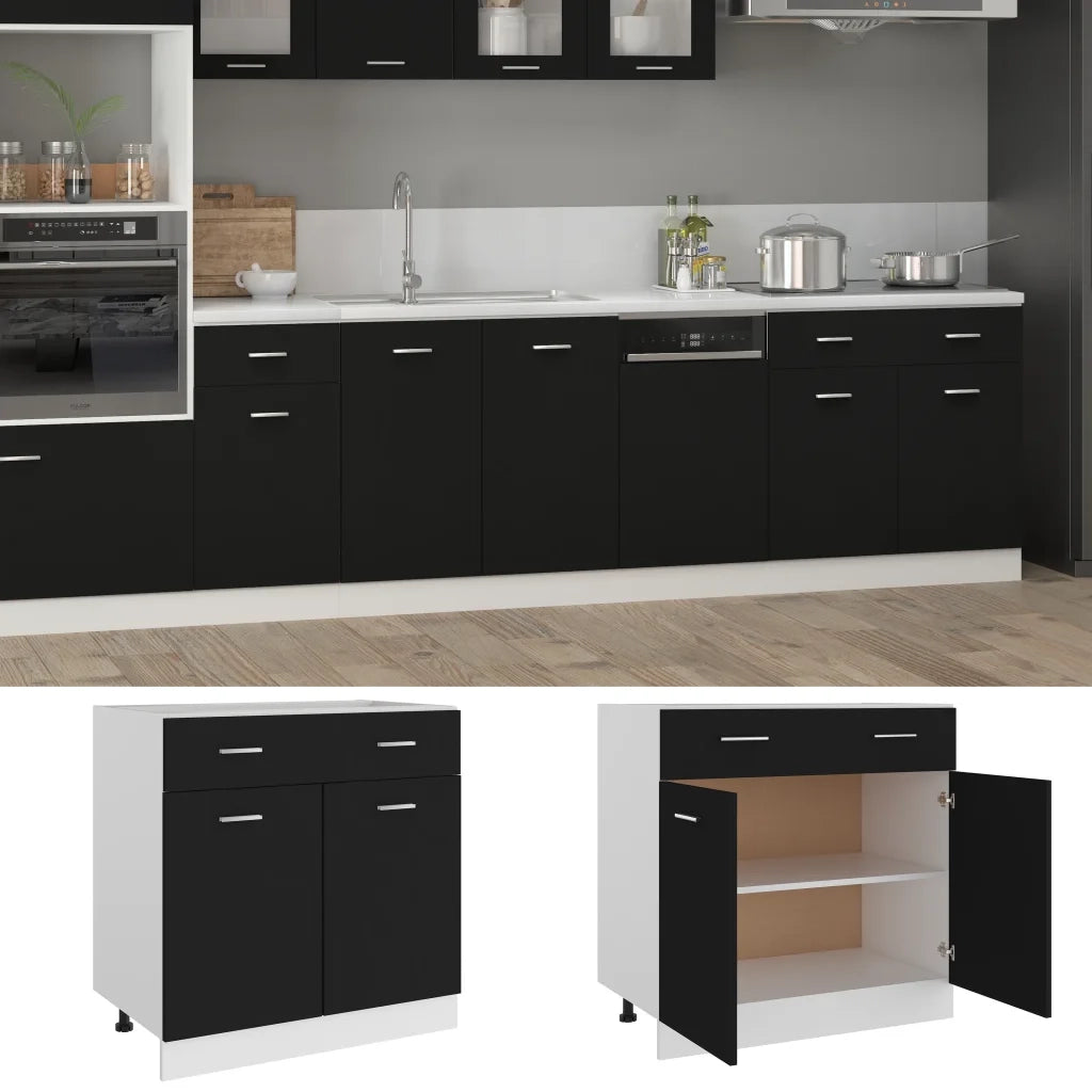 Mobile Inferiore Cassetto “Lyon” Nero 80x46x81,5 cm 801237