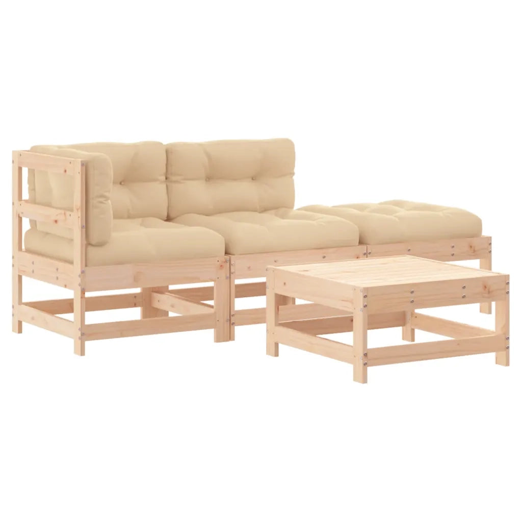 Set Divani da Giardino 4 pz con Cuscini in Legno Massello 3186025