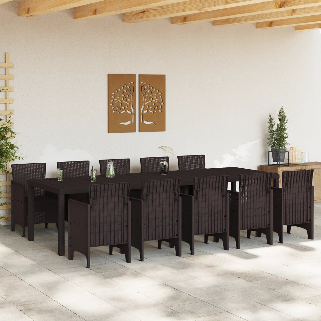 Set da Pranzo da Giardino  11 Pezzi in Rattan Poliestere Marrone