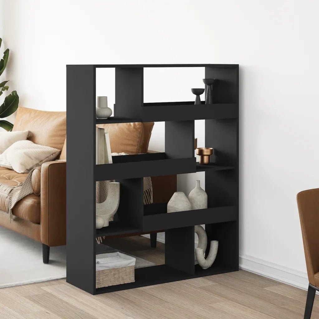 Divisorio Stanza | Paravento | Divisorio Ambienti Nero 100x33x125,5 cm in Truciolato