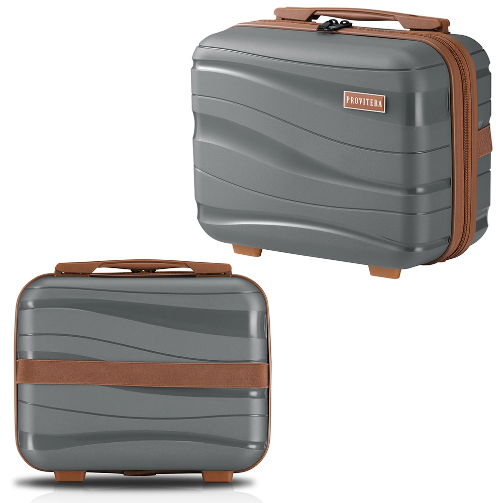 Set 4 Valigie Rivestimento Rigido in Polipropilene Grigio Maniglia Telescopica
