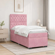 Letto box spring con materasso Rosa 80 x 200 cm Velluto 3453529