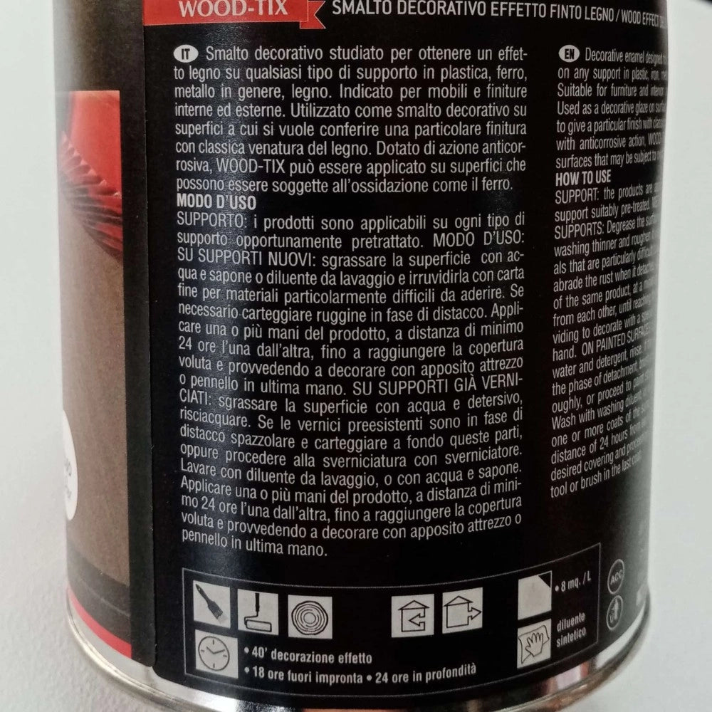 Tixe wood-tixe 500ml colore noce chiaro smalto decorativo effetto legno satinato anticorrosivo