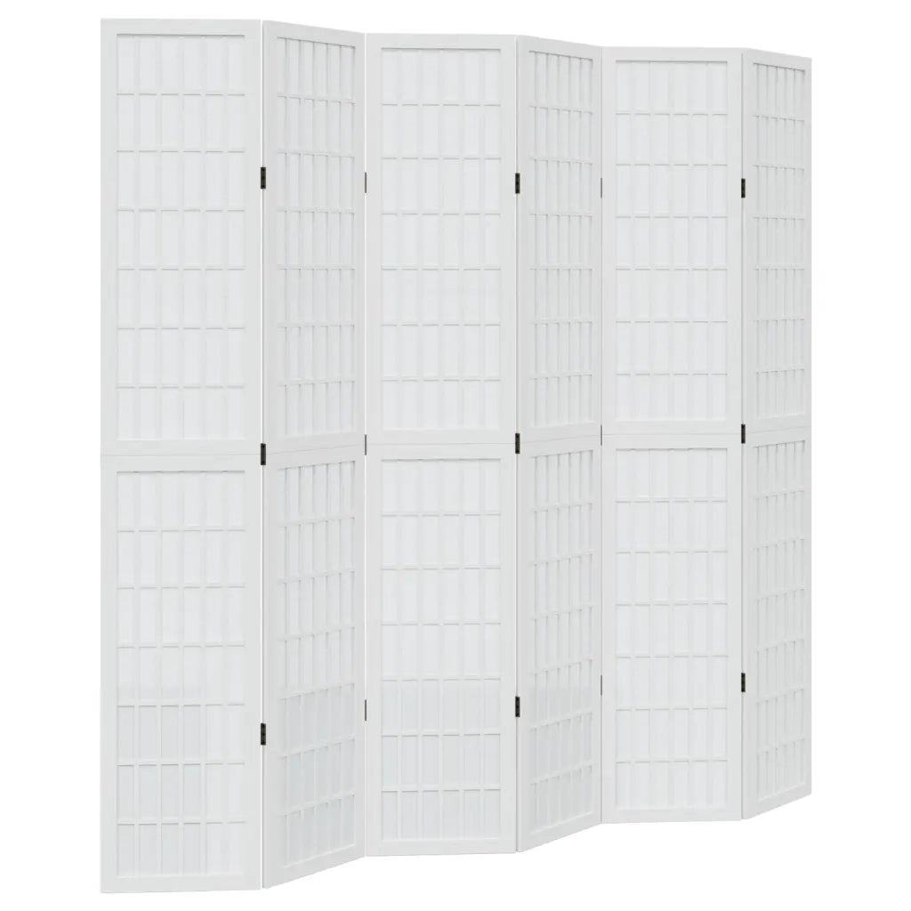 Divisorio Ambienti 6Pannelli Bianco Legno Massello di Paulownia 358796