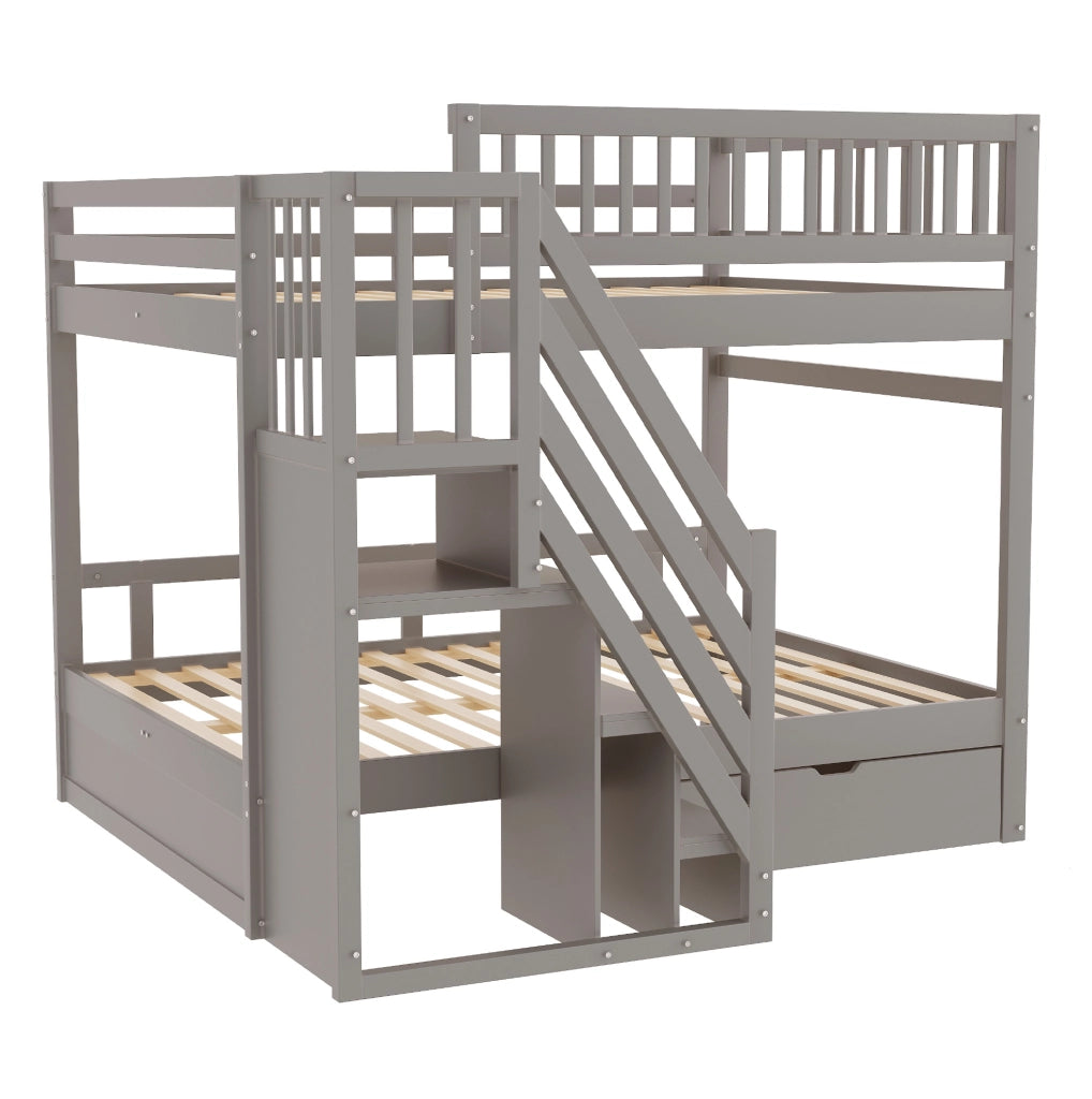Letto a castello 140x200 cm in legno massello grigio