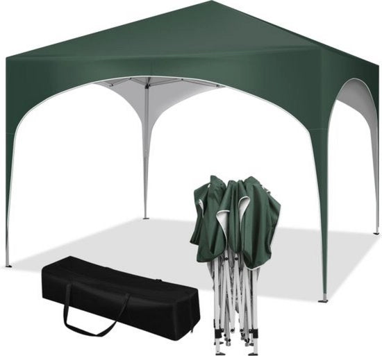 Tenda da festa pieghevole - facile da montare - robusto padiglione per giardino - resistente al tempo e in acciaio inox - solido e funzionale - verde - 300x300x260 cm