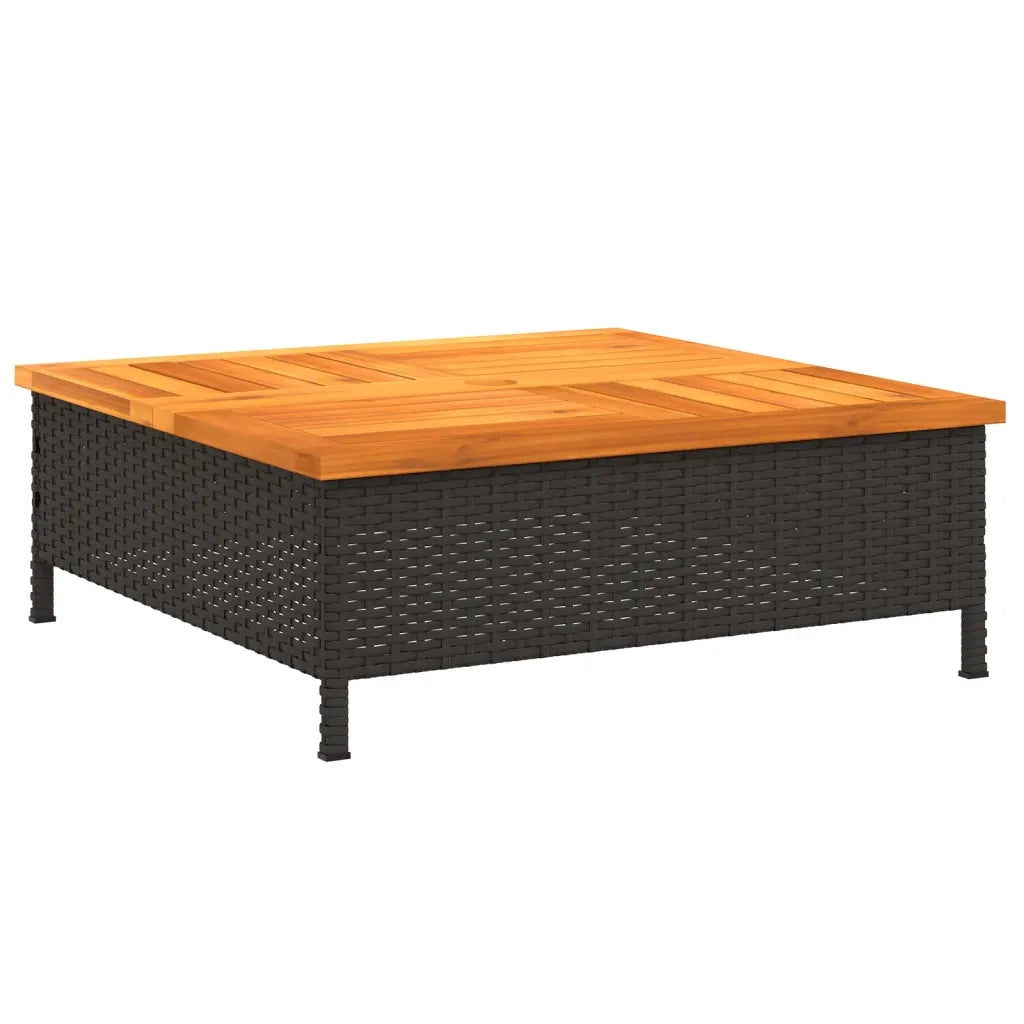 Copertura Base Ombrellone Nera 70x70x25 cm Polyrattan e Acaciacod mxl 86632
