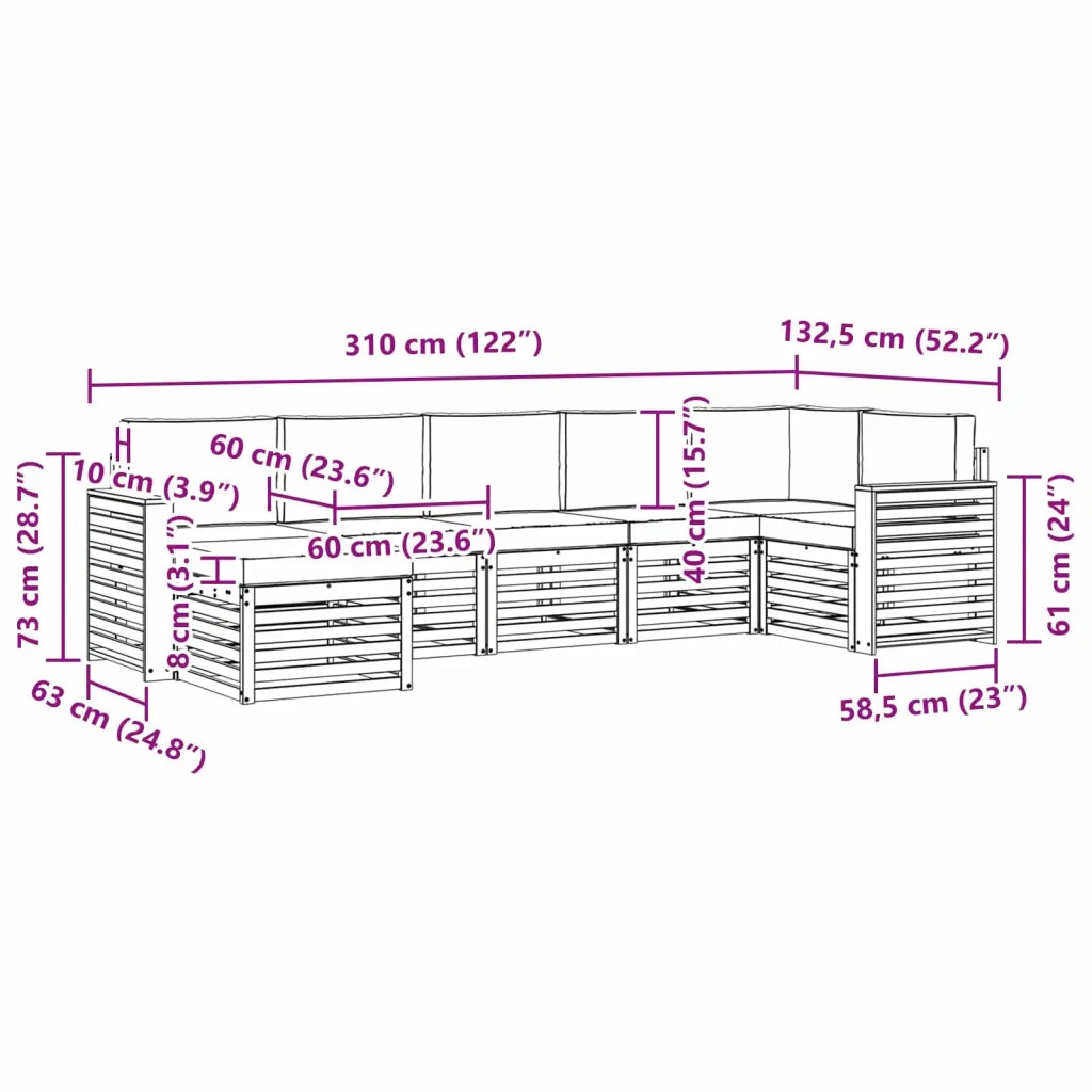 Set divano sezionale con cuscino 7 pcs Naturale e Antracite 3375177