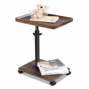 Tavolo di Supporto a Forma di C - Regolabile e Mobili - 1 pezzo - Miele - Legno - 45-80 cm