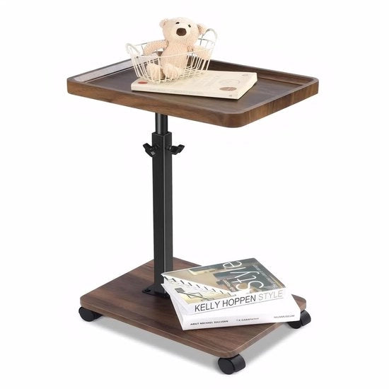 Tavolo di Supporto a Forma di C - Regolabile e Mobili - 1 pezzo - Miele - Legno - 45-80 cm