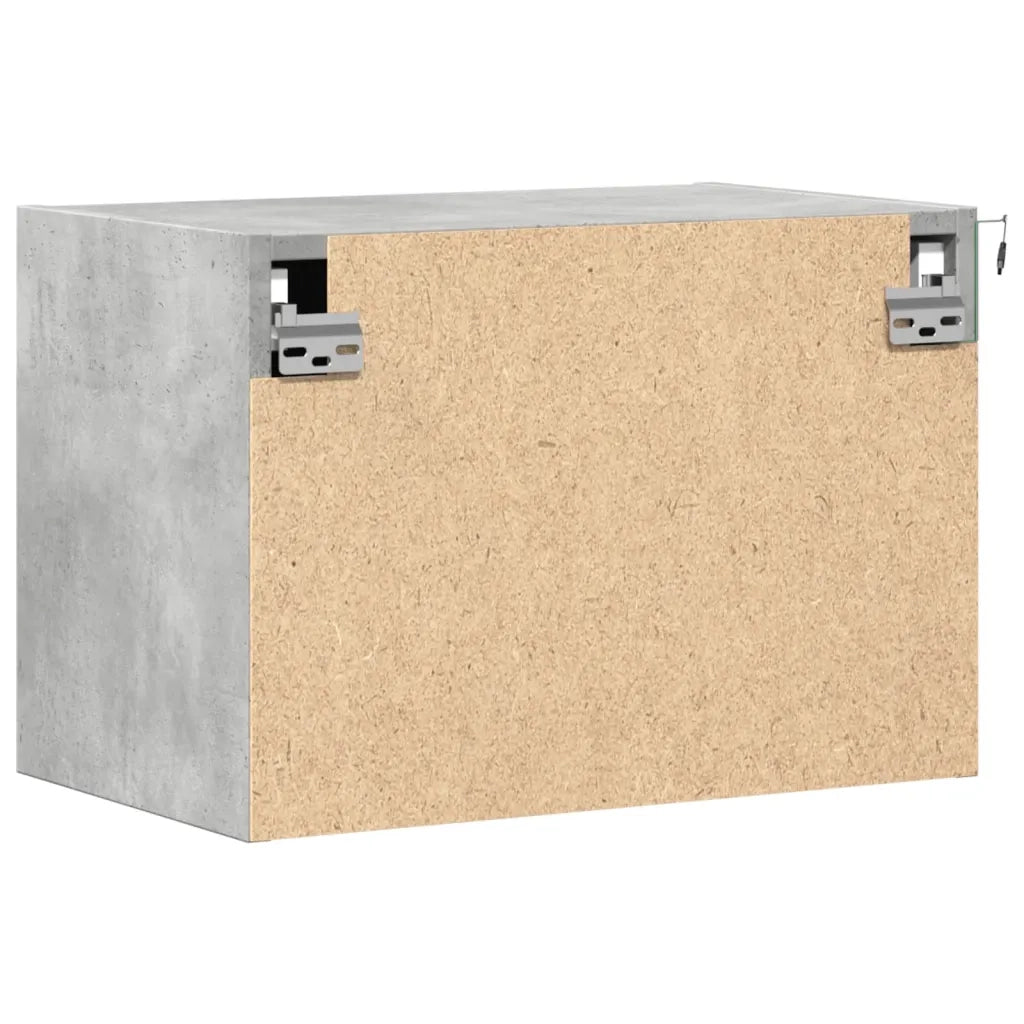 Comodino a Parete con Luci LED Grigio Cemento