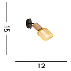 Applique Industrial-Nordico Spinoso Acciaio Nero Marrone 1 Luce E27