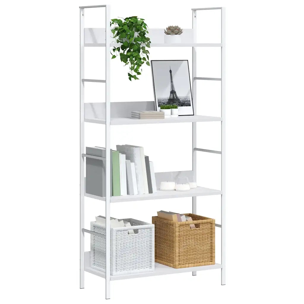 Scaffale Libri 4 Ripiani Bianco 60x27,6x124,5 Legno Multistrato 288224