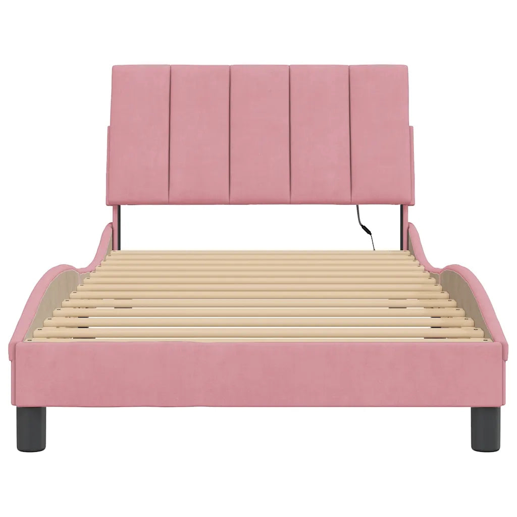 Giroletto con Luci LED Rosa 100x200 cm in Velluto