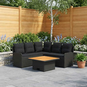 Set di Mobili con cuscino 6 pcs Nero Rattan in PE
