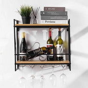 Wandmontaggio wijnrek 548 cm, duurzaam, solido e facile da installare, wijnhouder elegante per opslag di vino, glashouder per cucina, sala da pranzo, cantina o bar.