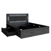 Letto VELTIS 160x200 cm con testiera LED - Colore frassino nero - Struttura moderna senza doghe