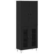 Credenza 2 pz | Madia | Buffet da pranzo | Armadio da pranzo Rovere Nero Legno ingegnerizzato e vetro