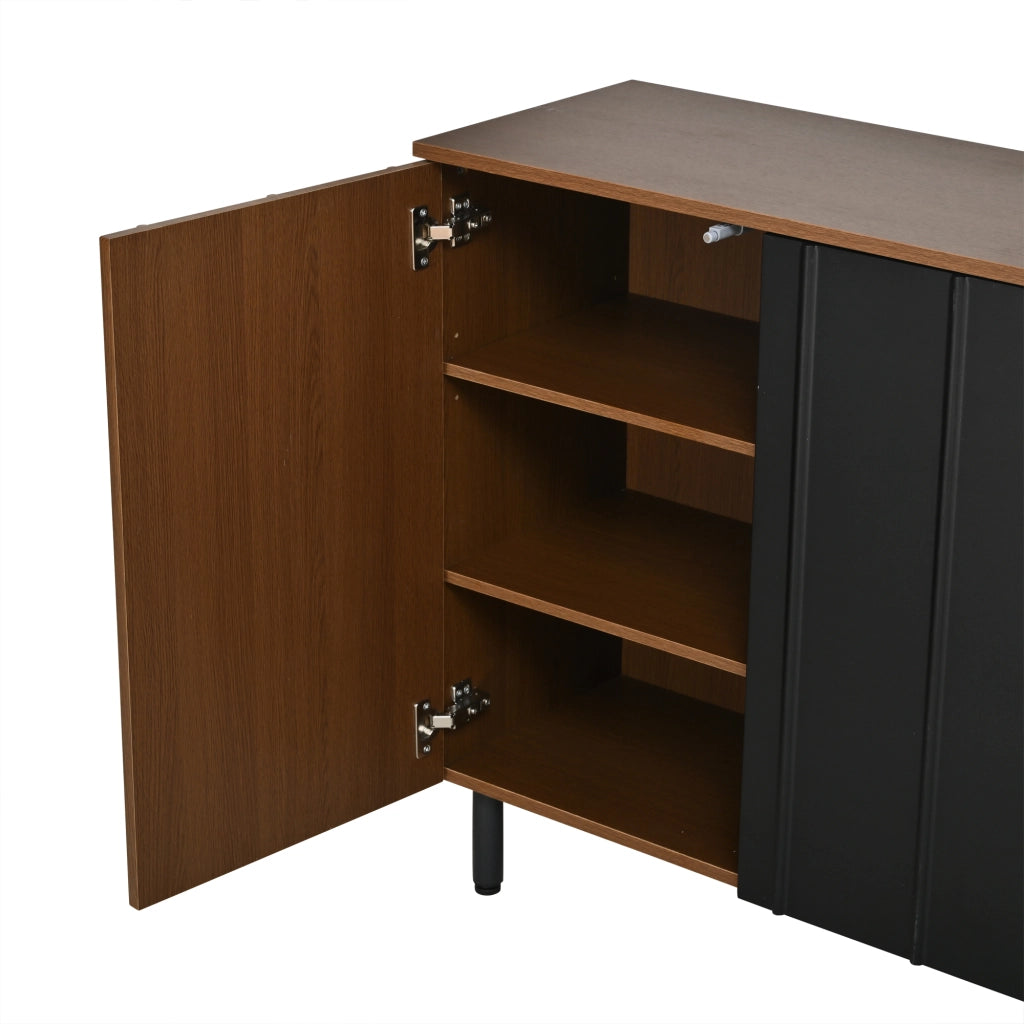 Credenza con 4 ante e ripiani regolabili per sala da pranzo in truciolare walnut 160×35×80 cm