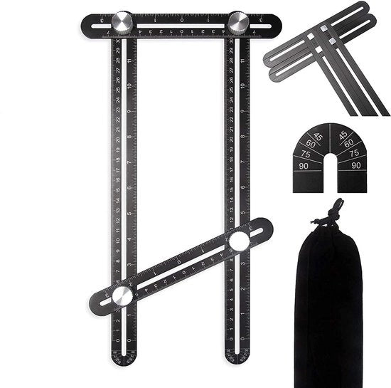 Liniale di alluminio a più angoli - strumento di misura versatile - 1 pezzo - argento - alluminio