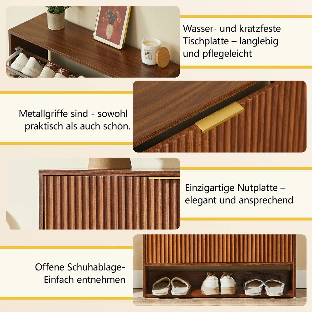 Scarpiera con Consolle Ingresso ¨C MINIMAL ¨C Noce, 80x24 cm, Ripiani Regolabili