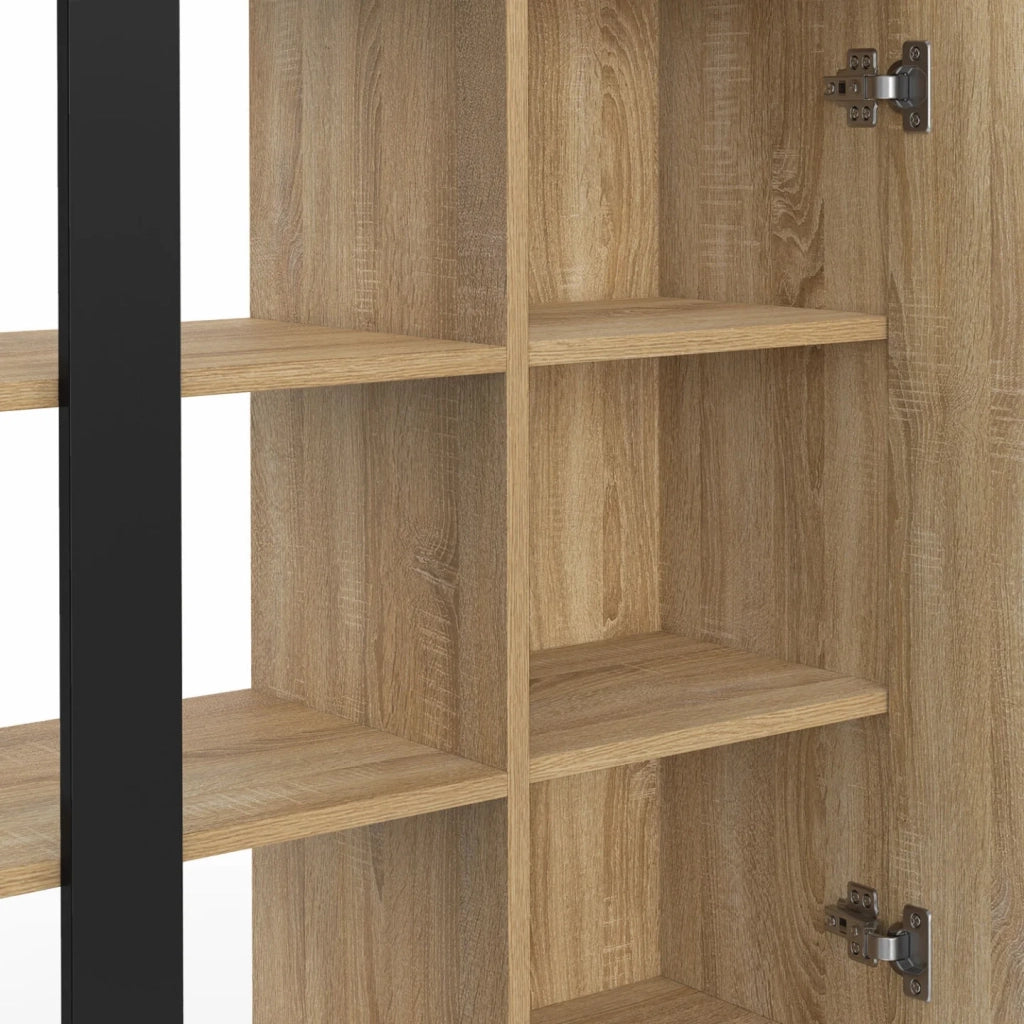 IDMarket - Credenza PHOENIX a 3 ripiani con armadio, 70 cm, legno e nero