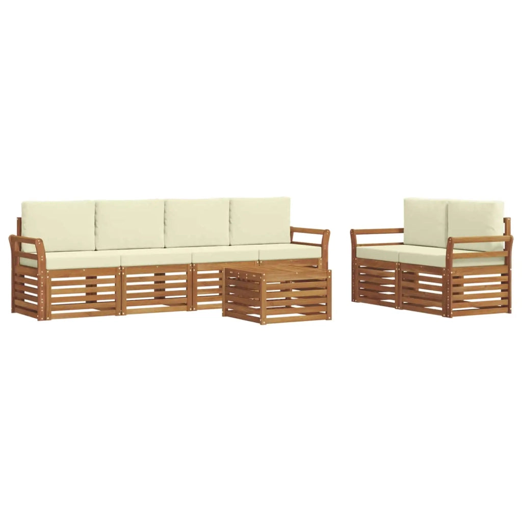 Set di divani da esterno 7 pz Naturale e Crema 3374410