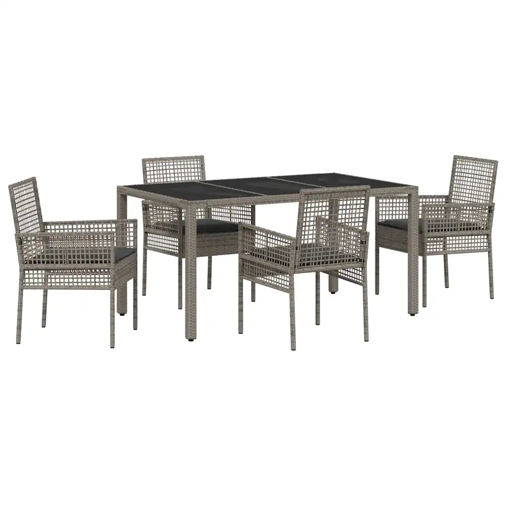 Set da Pranzo per Giardino 5 pz | Set Salotto da Giardino Grigio polyrattan