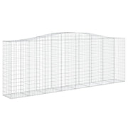Gabbione recinto a gabbia muro di contenimento ad arco 400 x 50 x 140/160 cm ferro zincato argento 02_0040088