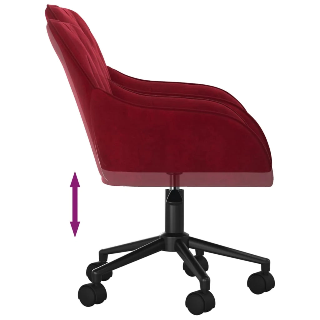 Sedia girevole da ufficio/sedia da studio/sedia per computer in velluto rosso 02_0024174