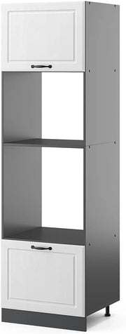 Mobile cucina microonde R-Line, Bianco casa di campagna, 60 cm, per la libera combinazione all'interno di sistemi cucina modulari