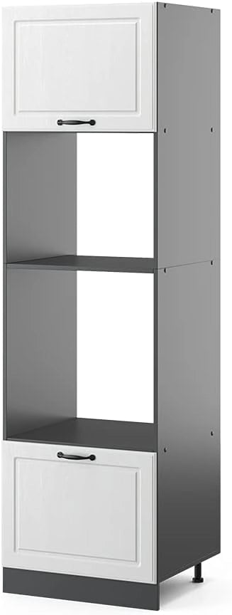 Mobile cucina microonde R-Line, Bianco casa di campagna, 60 cm, per la libera combinazione all'interno di sistemi cucina modulari